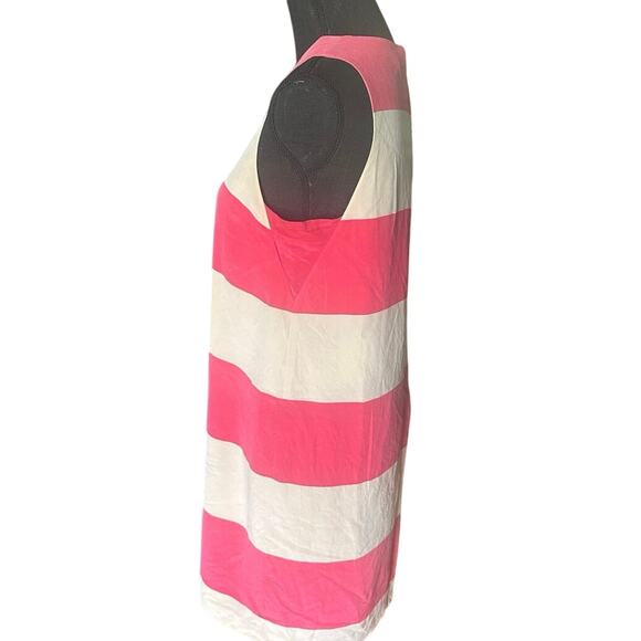 Fossil 100% Silk Pink & White Striped Sleeveless Dress - Picture 3 of 6